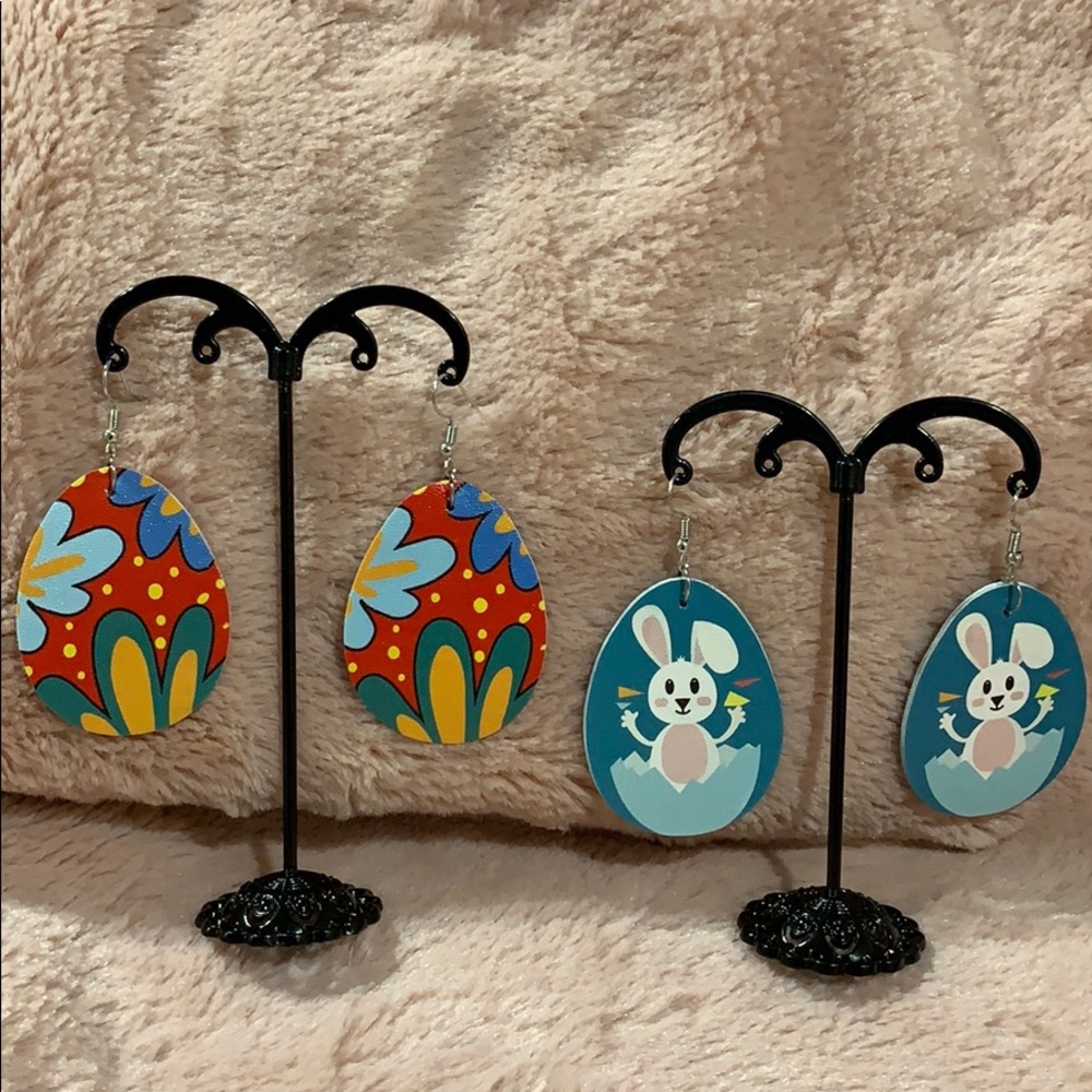 Easter Earrings - Floral Eggs & Bunny Eggs